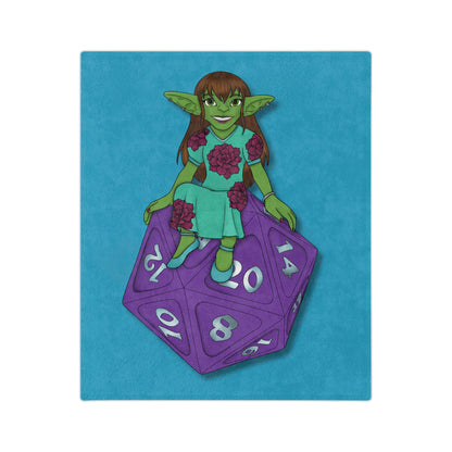 Goblin on a d20 Velveteen Microfiber Blanket