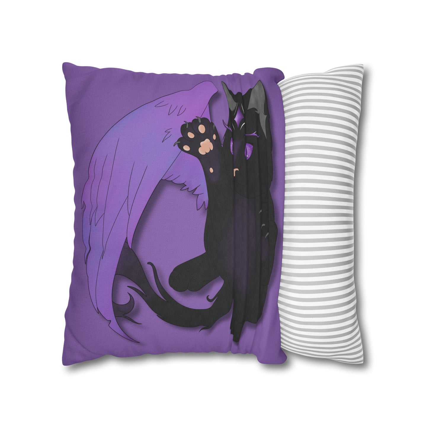 Winged Kitten Spun Polyester Square Pillowcase