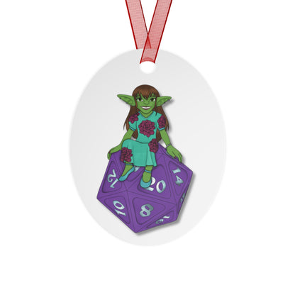 Goblin on a d20 Metal Ornaments