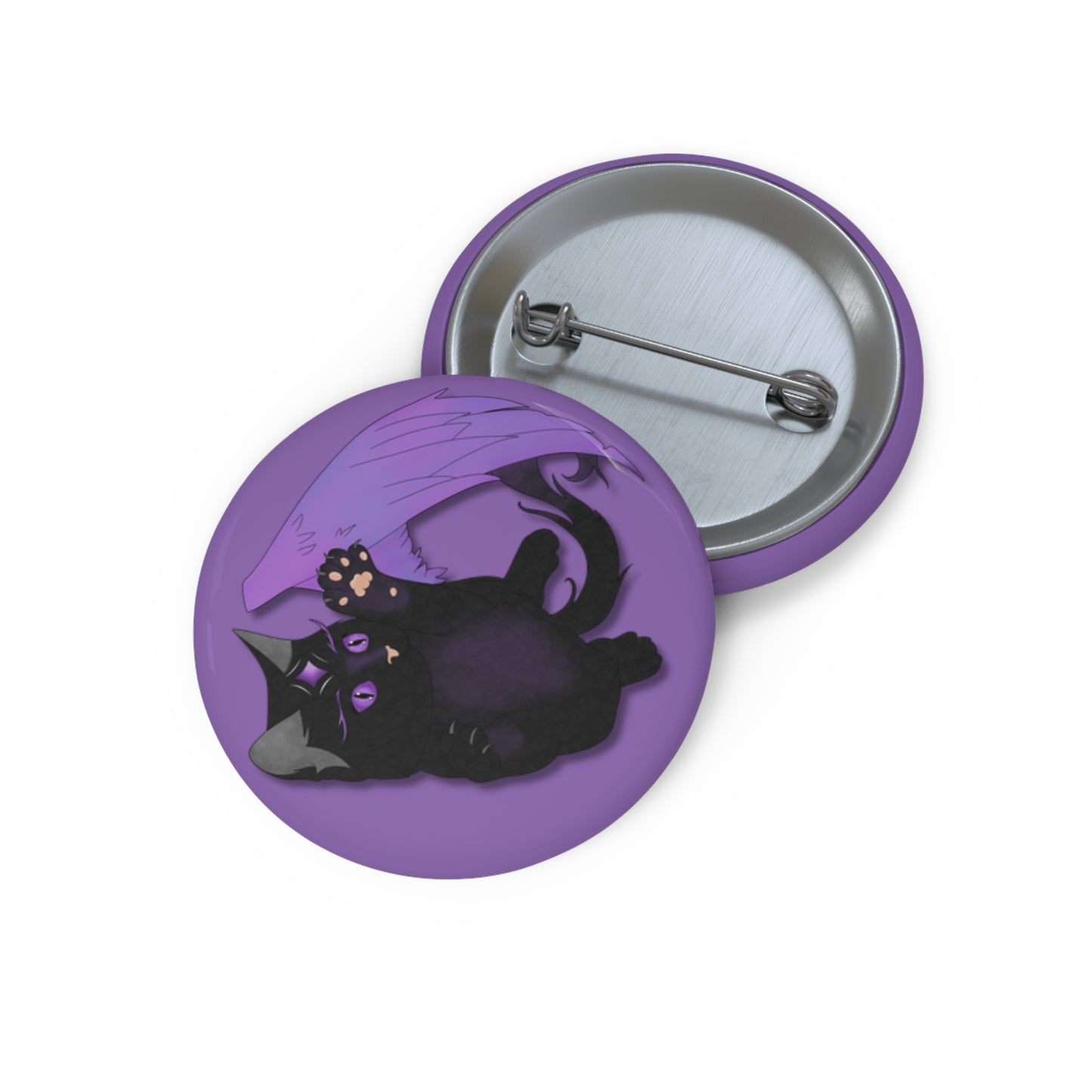 Winged Kitten Pin Buttons