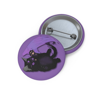 Winged Kitten Pin Buttons