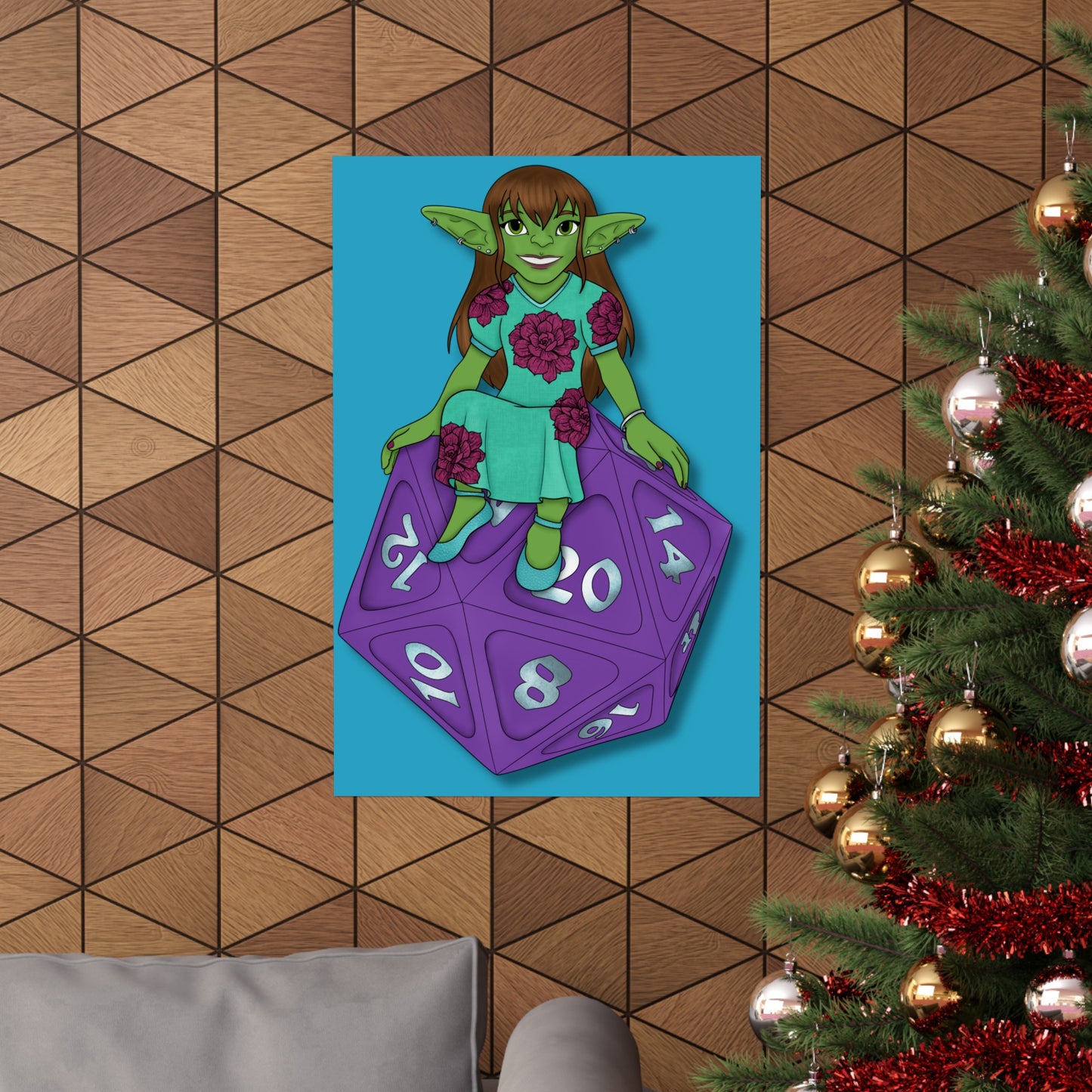 Goblin on a d20 Matte Vertical Posters