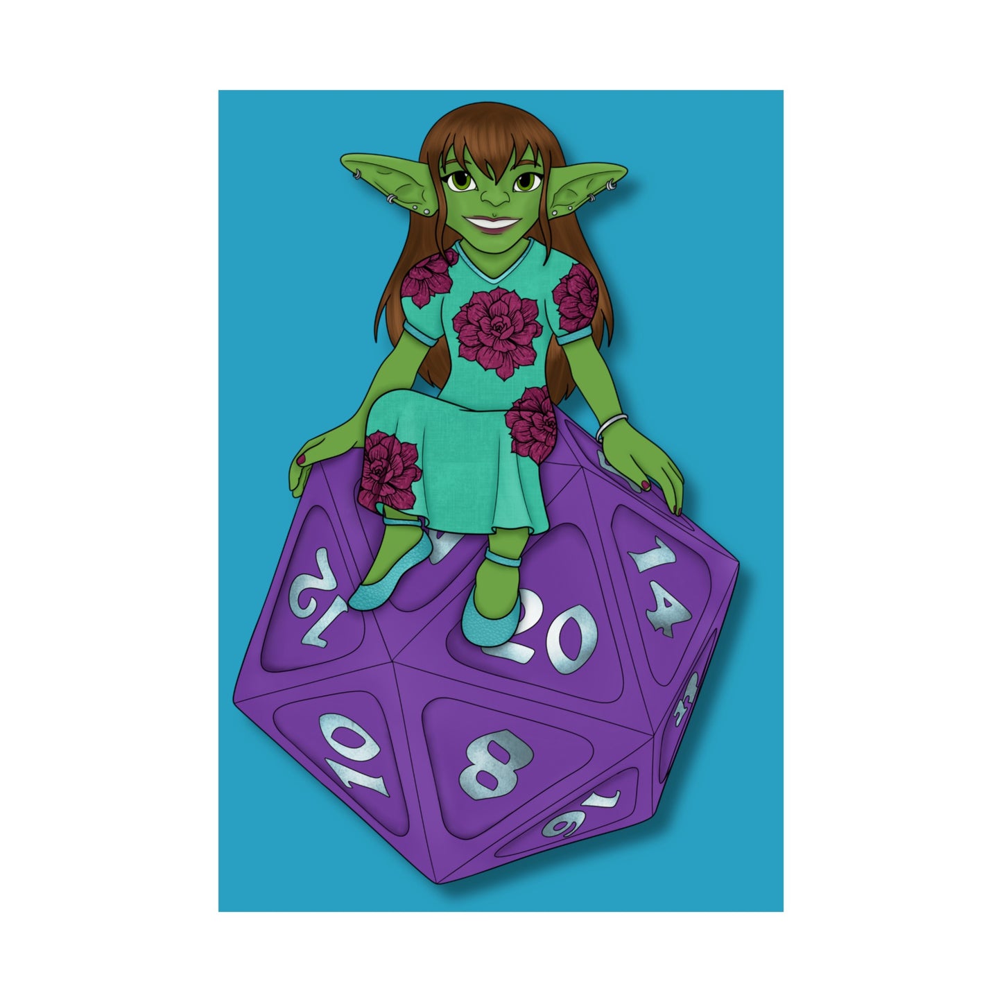 Goblin on a d20 Matte Vertical Posters