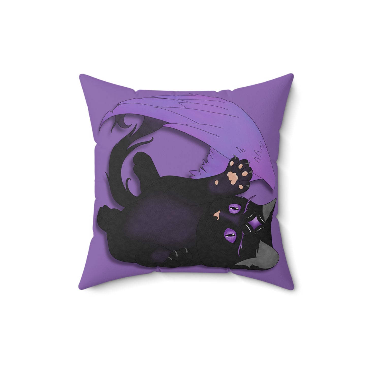 Winged Kitten Spun Polyester Square Pillow