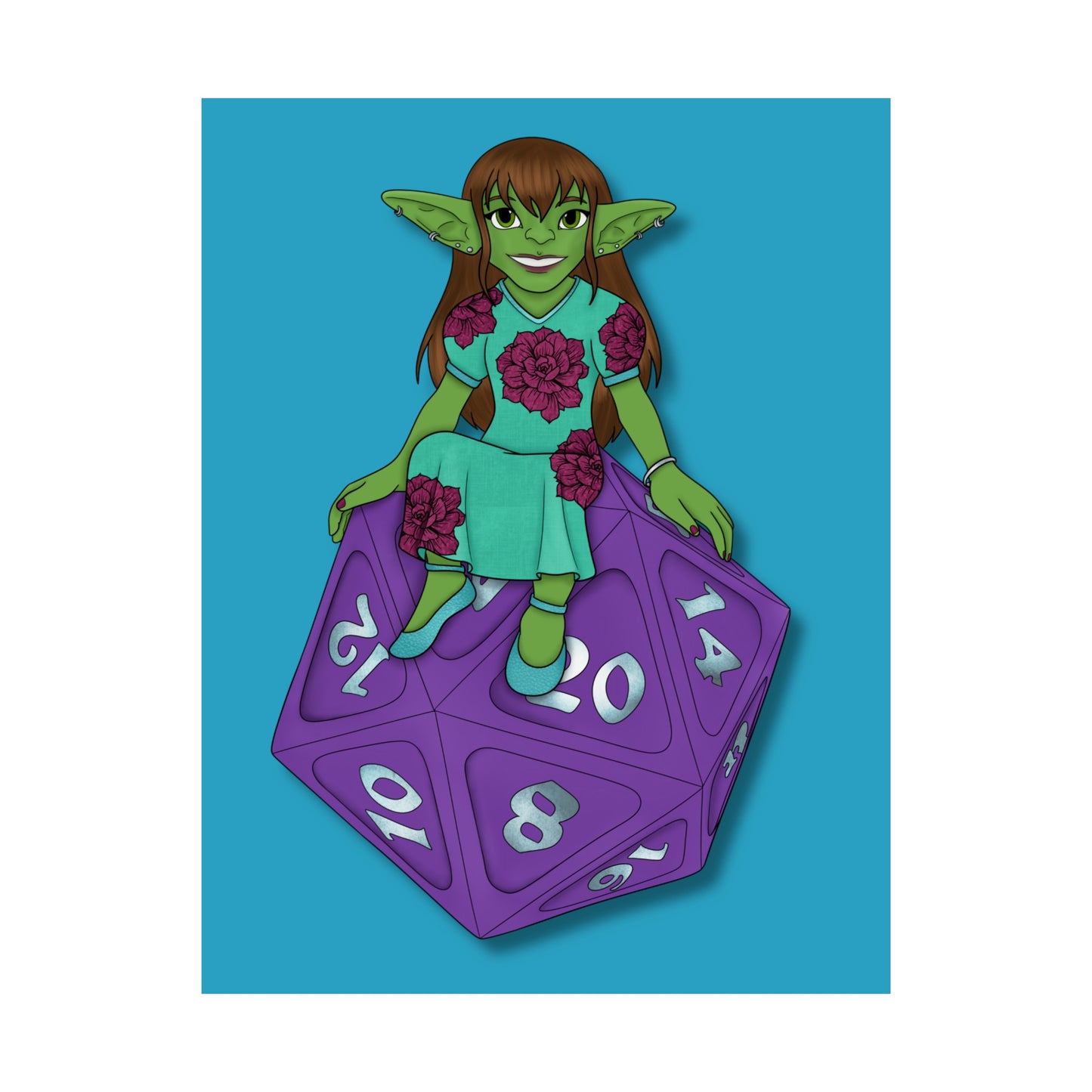 Goblin on a d20 Matte Vertical Posters