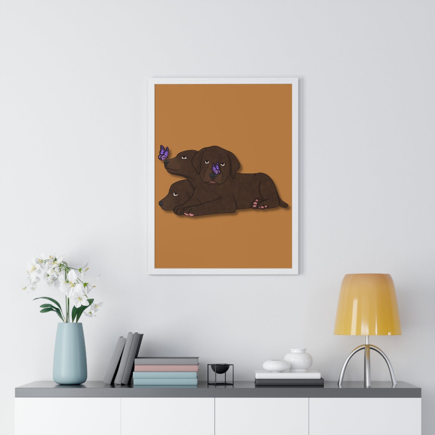 Cerberus Puppy Vertical Framed Poster