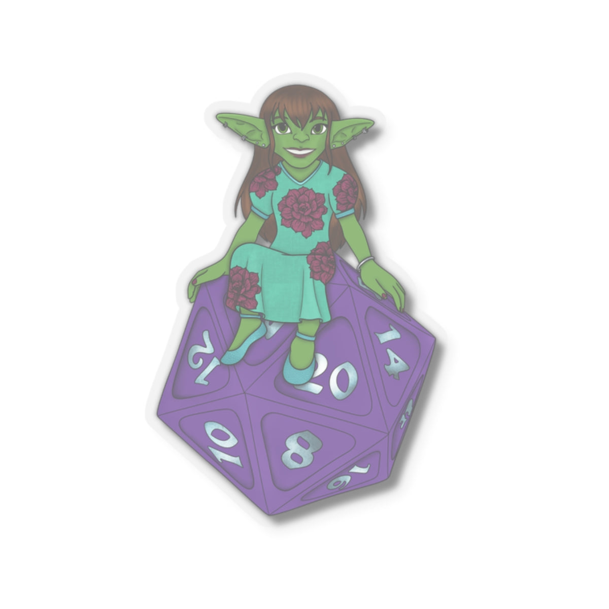 Goblin on a d20 Kiss-Cut Stickers