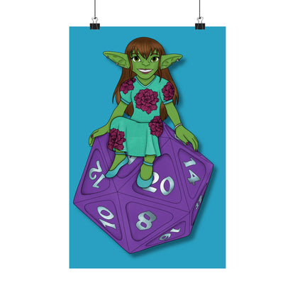 Goblin on a d20 Matte Vertical Posters