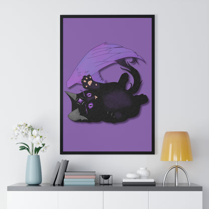 Winged Kitten Vertical Framed Poster