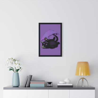 Winged Kitten Vertical Framed Poster