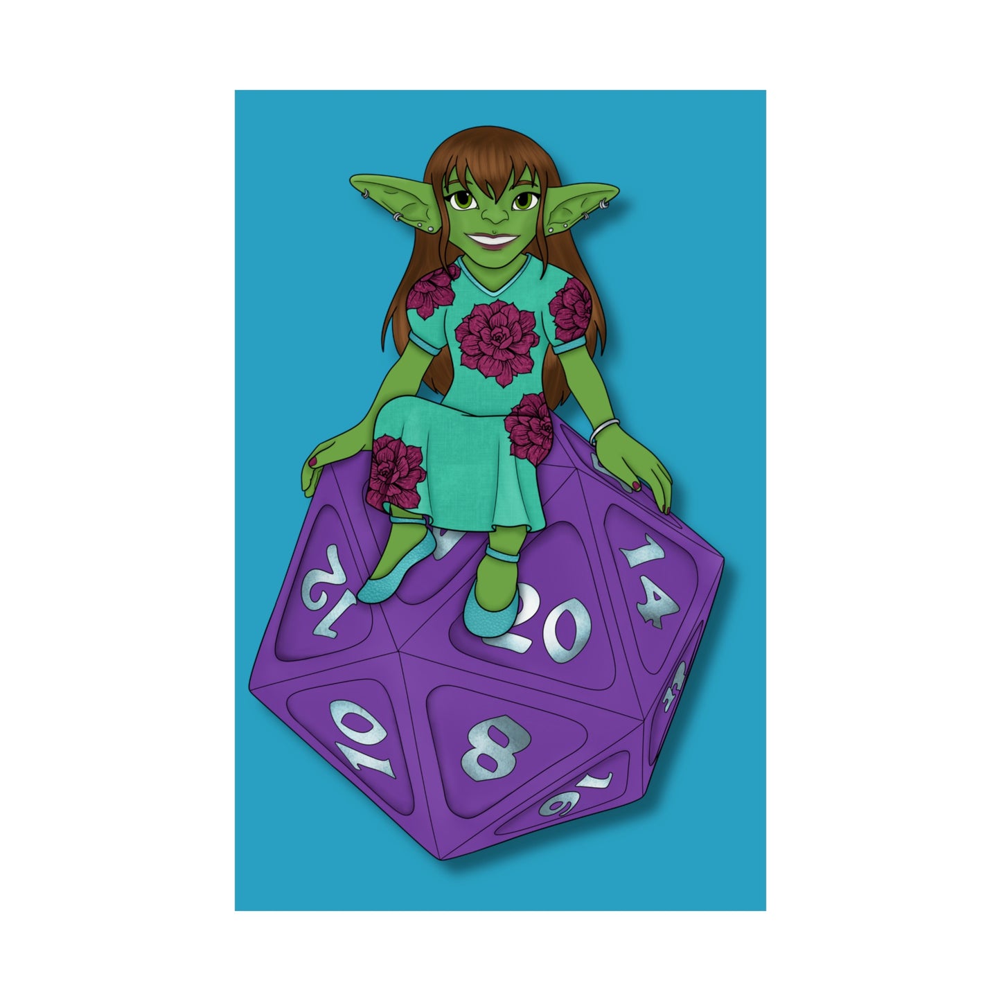 Goblin on a d20 Matte Vertical Posters