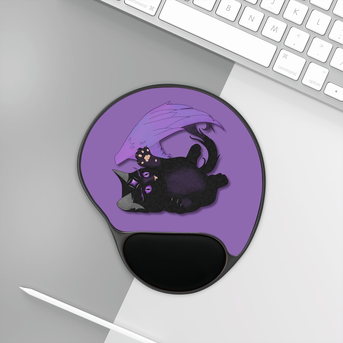 Winged Kitten Mouse Pad With Wrist Rest