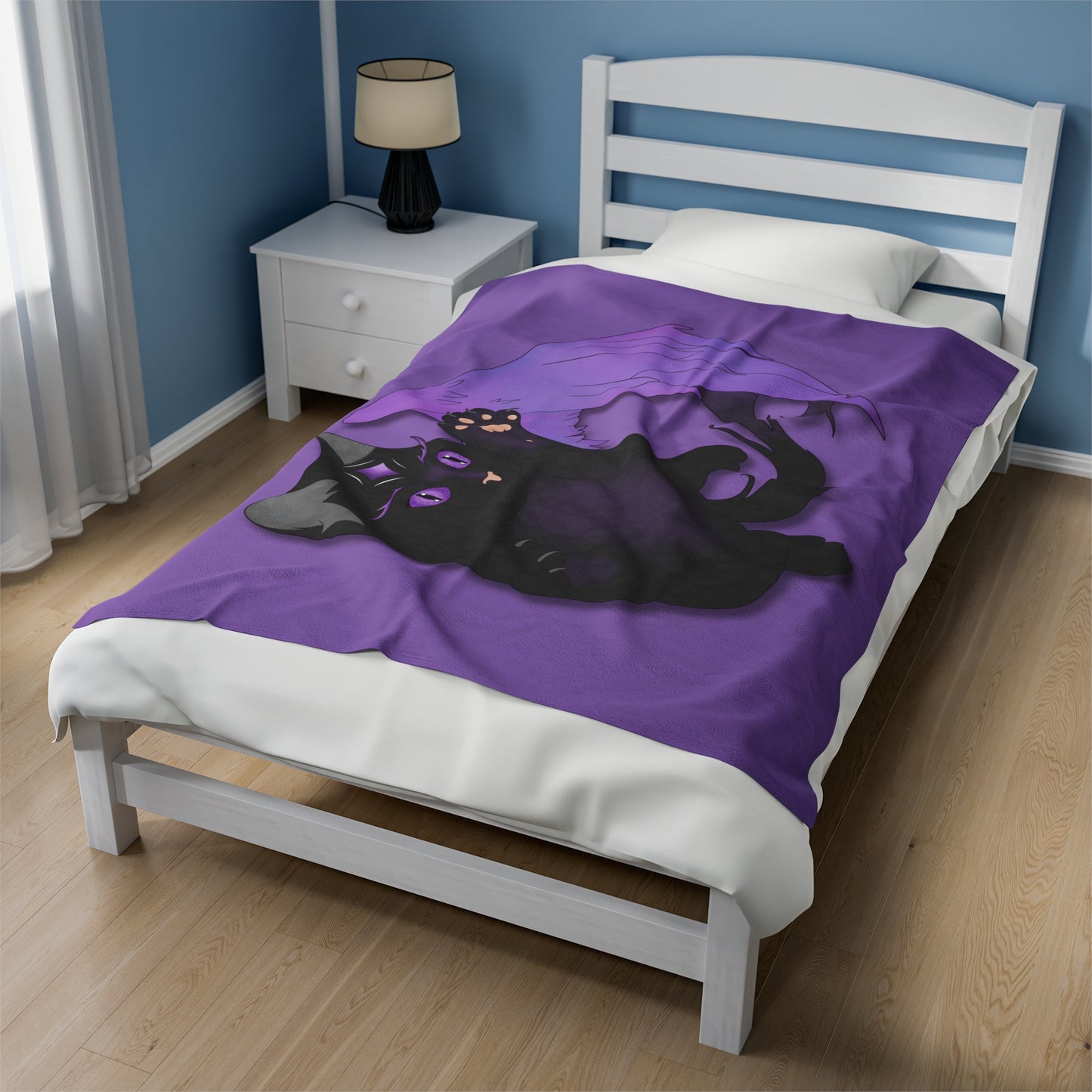 Winged Kitten Velveteen Plush Blanket