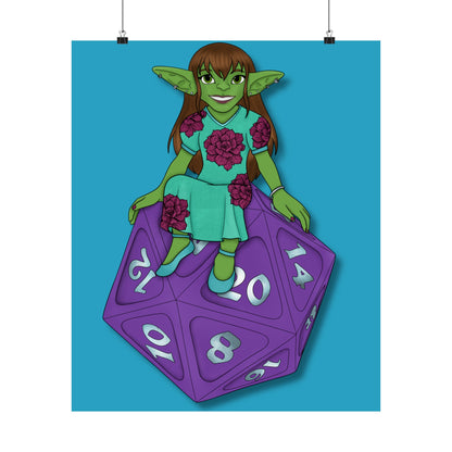 Goblin on a d20 Matte Vertical Posters