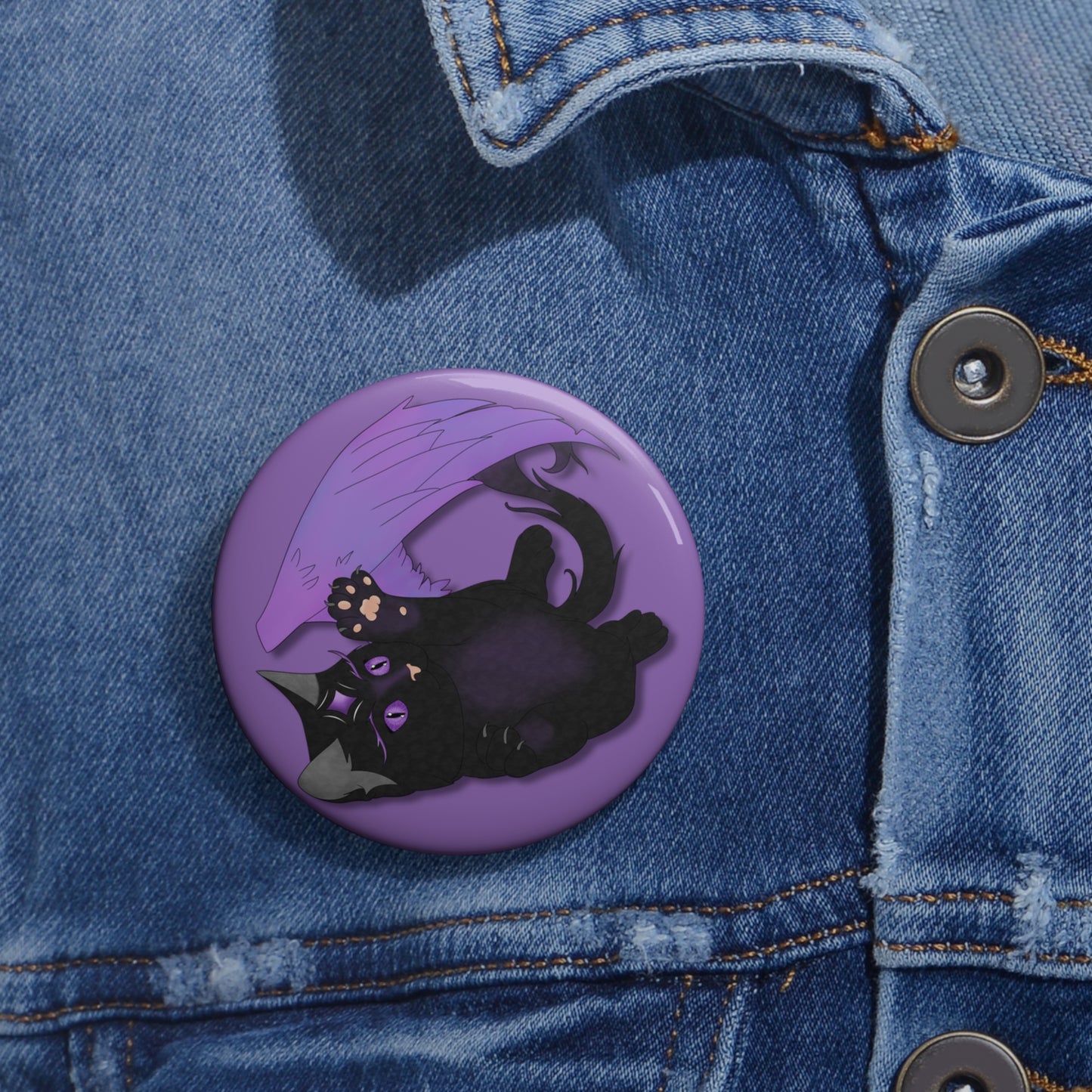 Winged Kitten Pin Buttons