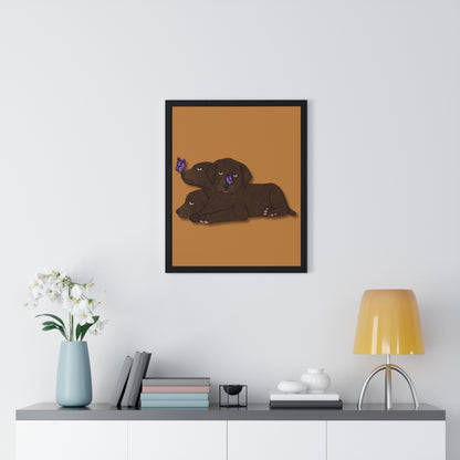 Cerberus Puppy Vertical Framed Poster