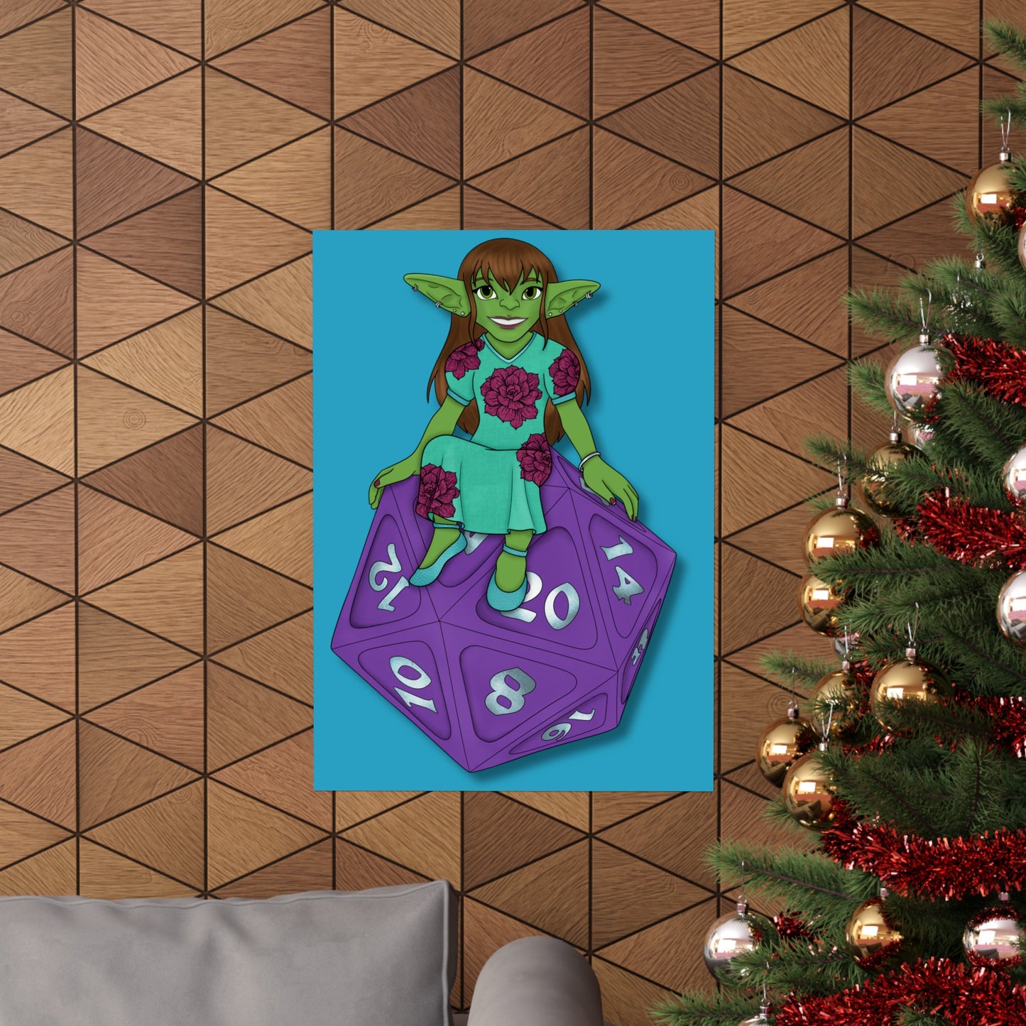 Goblin on a d20 Matte Vertical Posters