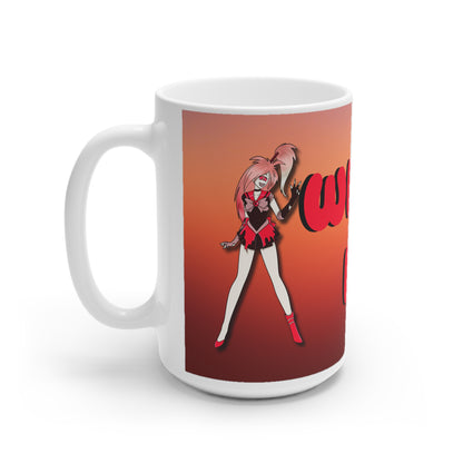 Space Warrior Cherri Bomb White Ceramic Mug, 11oz and 15oz