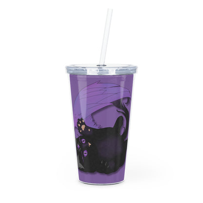 Winged Kitten Plastic Tumbler with Straw