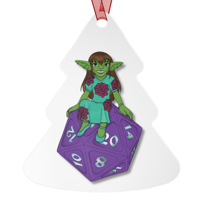 Goblin on a d20 Metal Ornaments