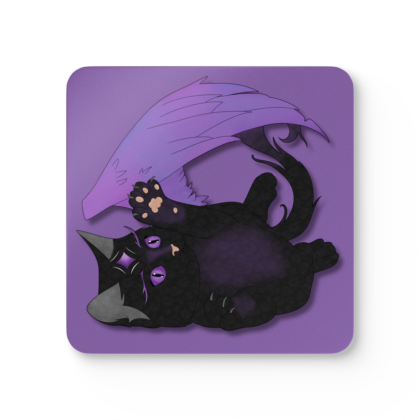 Winged Kitten Corkwood Coaster Set