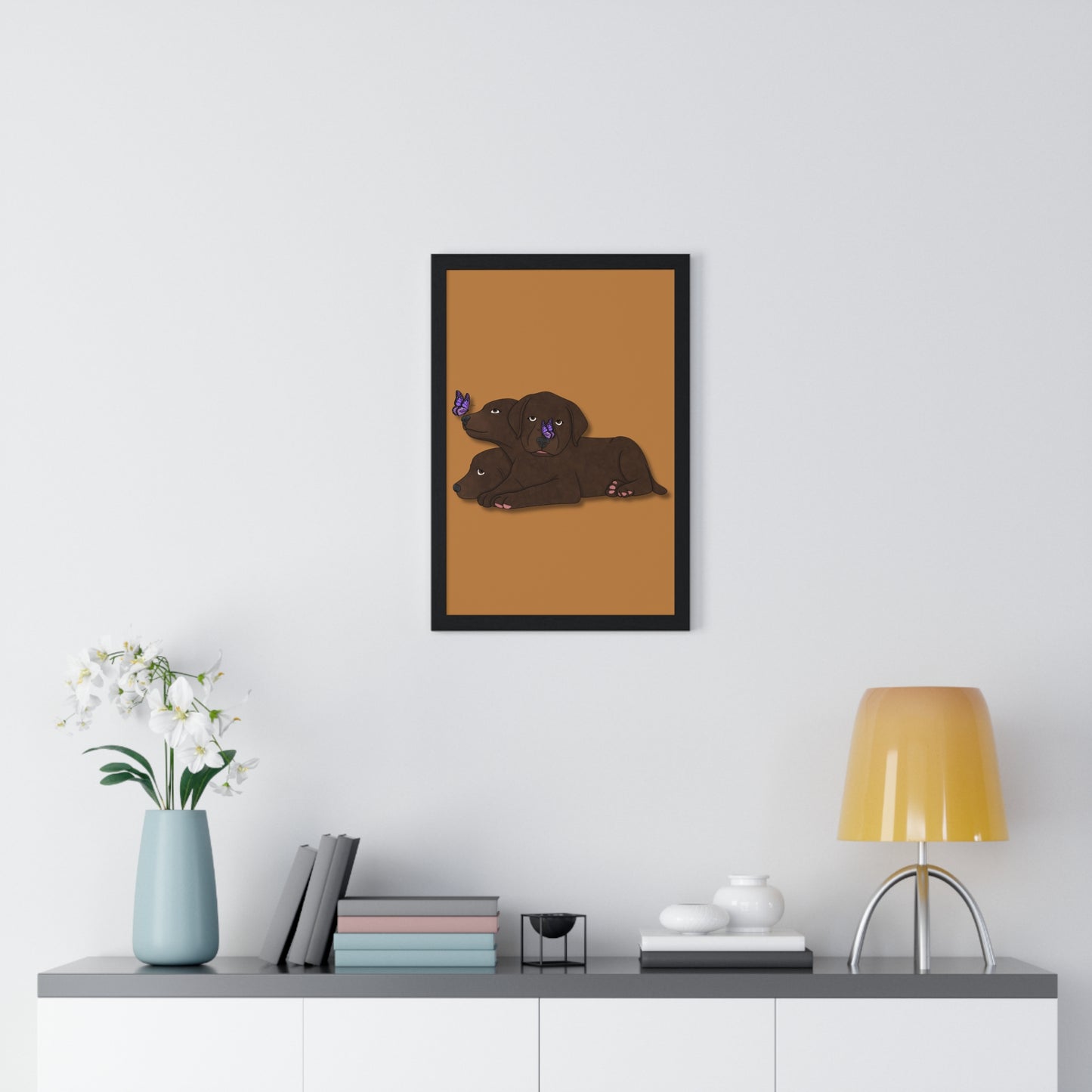 Cerberus Puppy Vertical Framed Poster