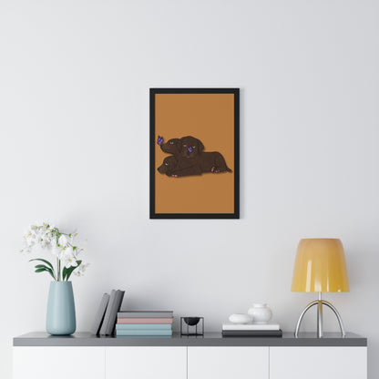 Cerberus Puppy Vertical Framed Poster