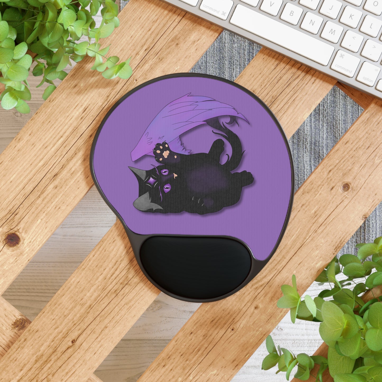 Winged Kitten Mouse Pad With Wrist Rest