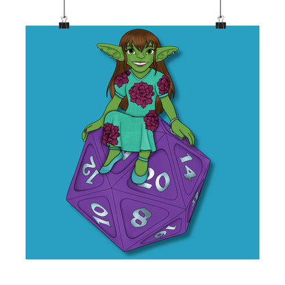 Goblin on a d20 Matte Vertical Posters