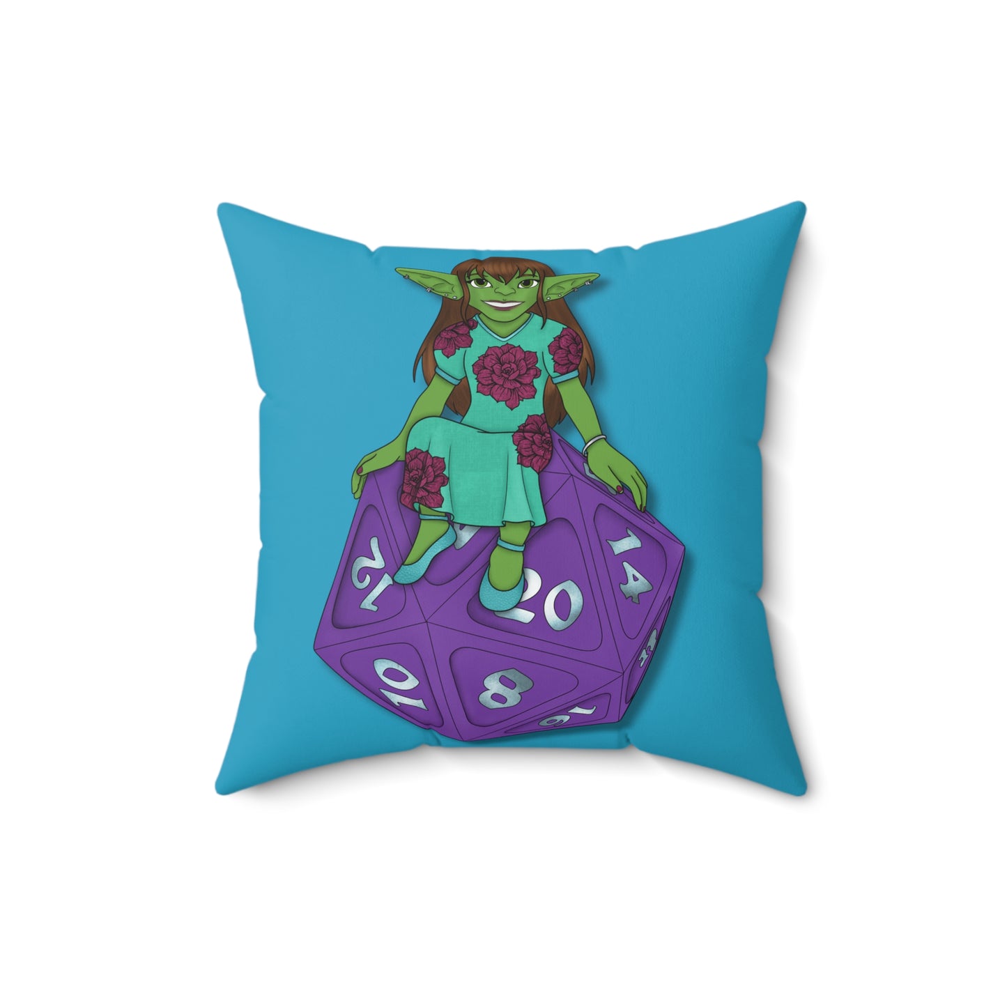 Goblin on a d20 Spun Polyester Square Pillow