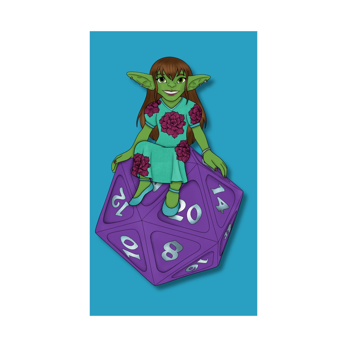 Goblin on a d20 Matte Vertical Posters