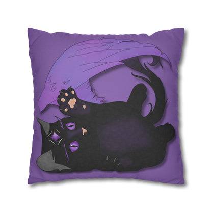 Winged Kitten Spun Polyester Square Pillowcase