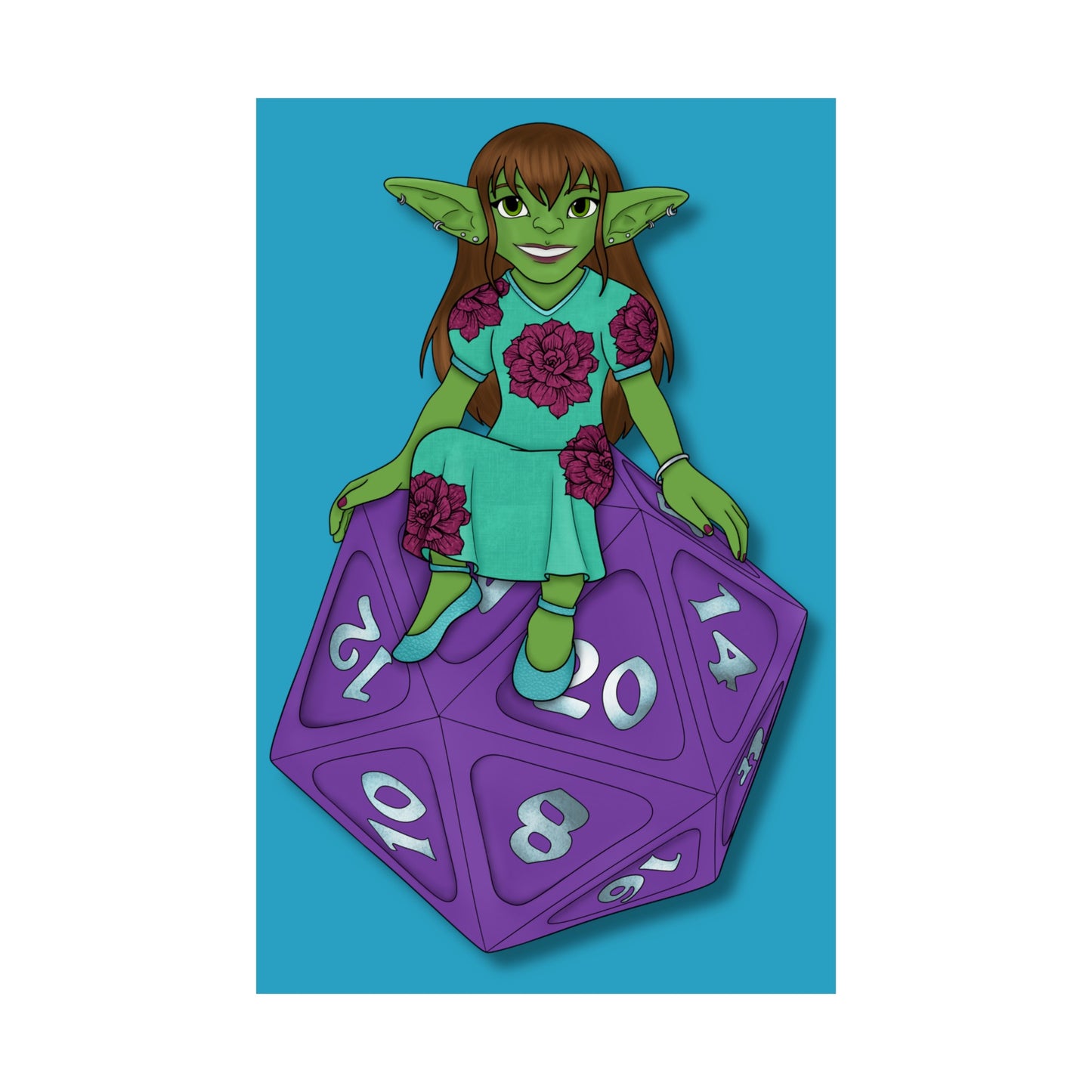 Goblin on a d20 Matte Vertical Posters