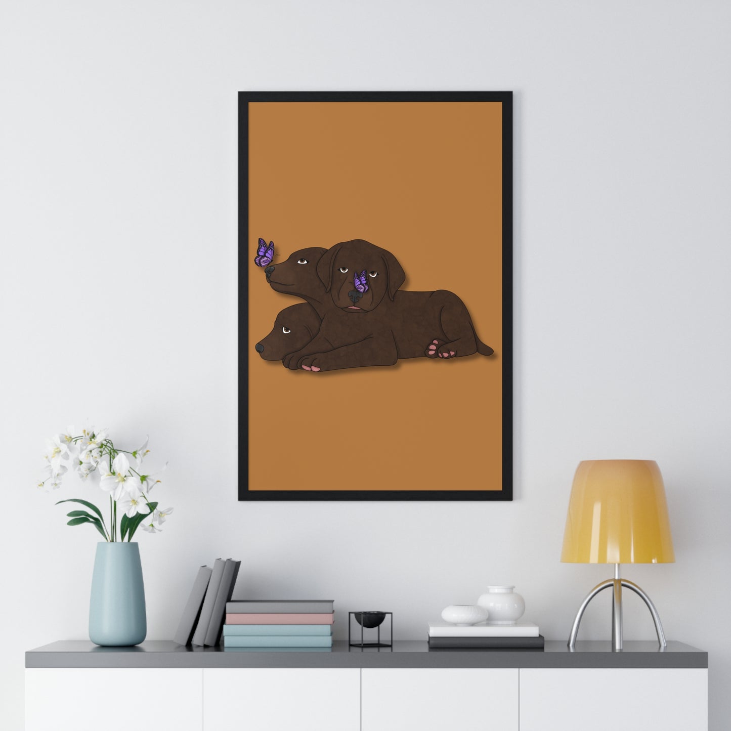 Cerberus Puppy Vertical Framed Poster