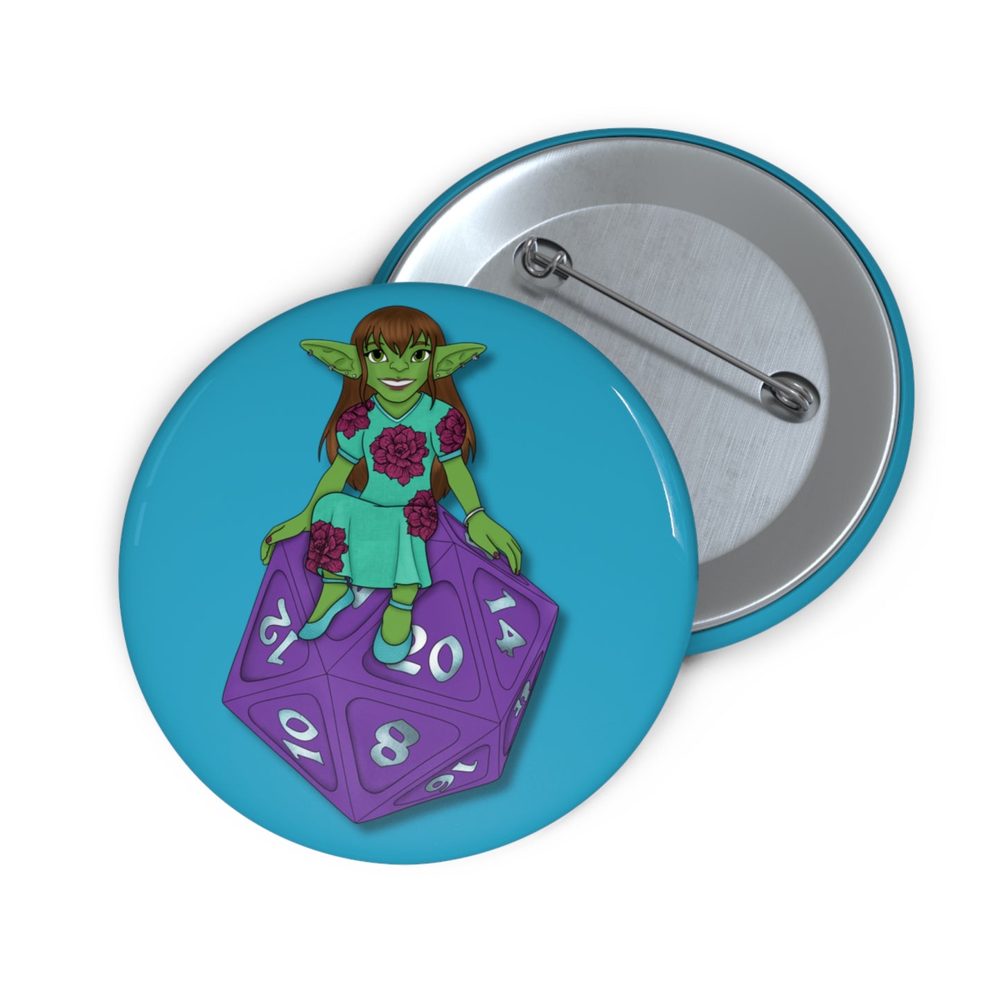 Goblin on a d20 Pin Buttons