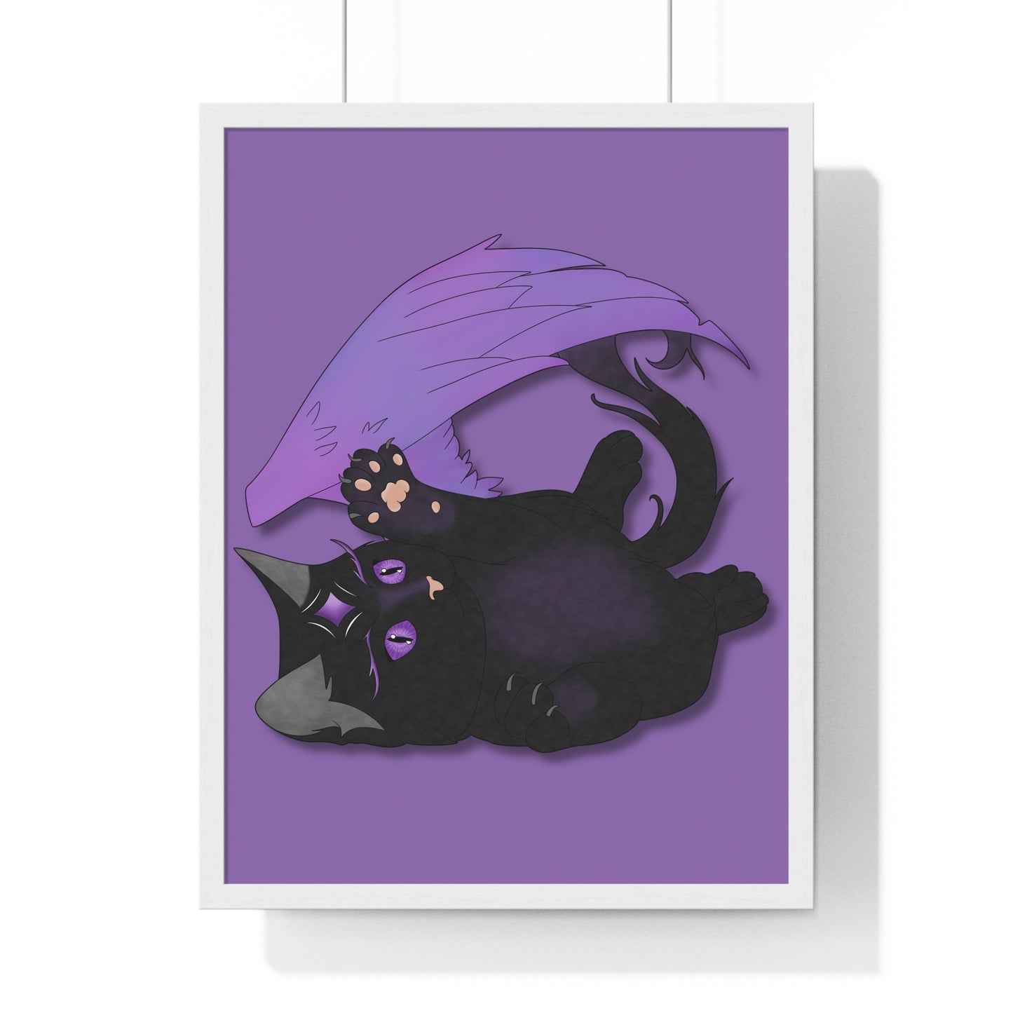 Winged Kitten Vertical Framed Poster