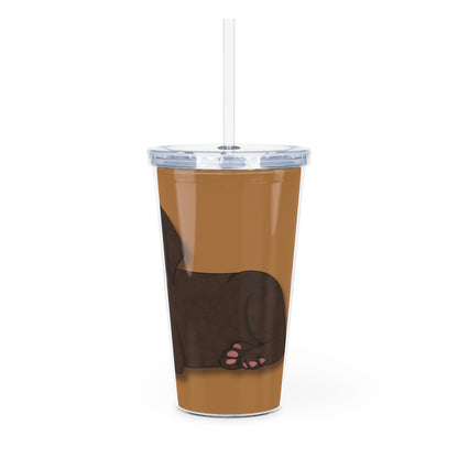 Cerberus Puppy Plastic Tumbler with Straw