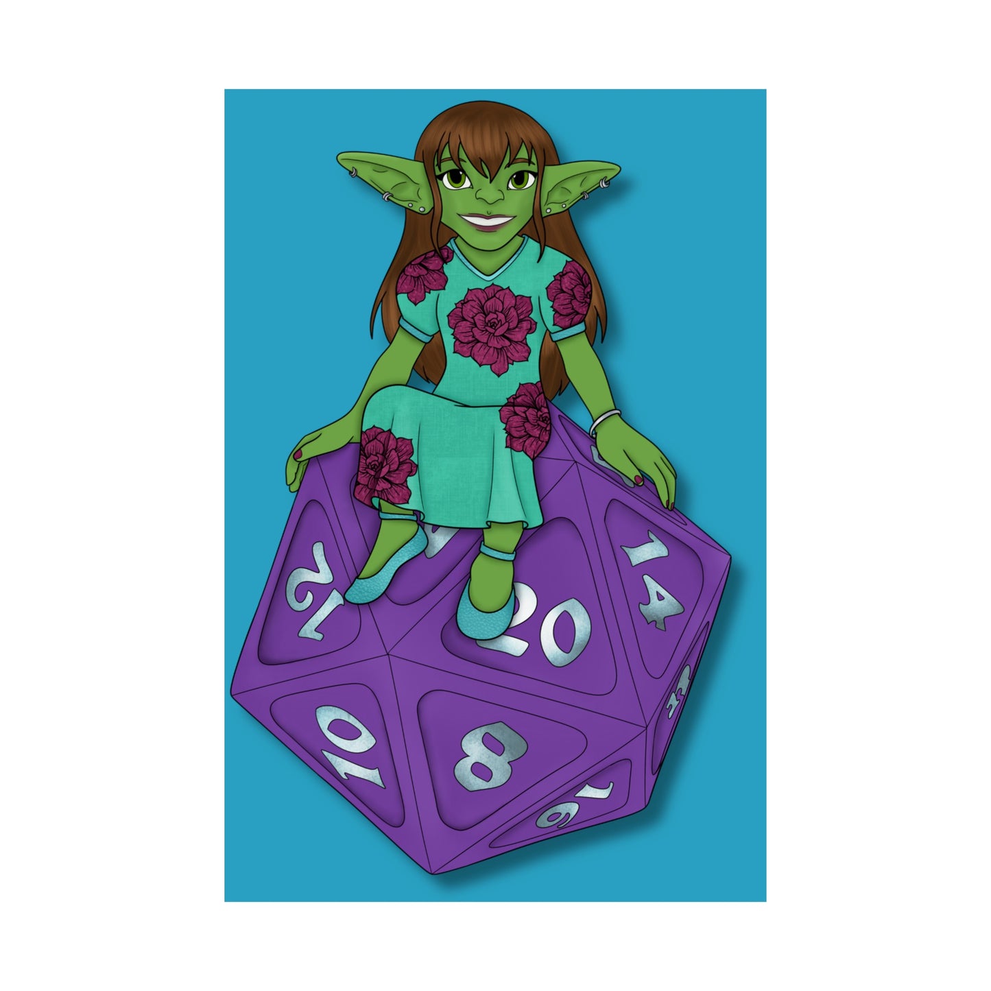 Goblin on a d20 Matte Vertical Posters