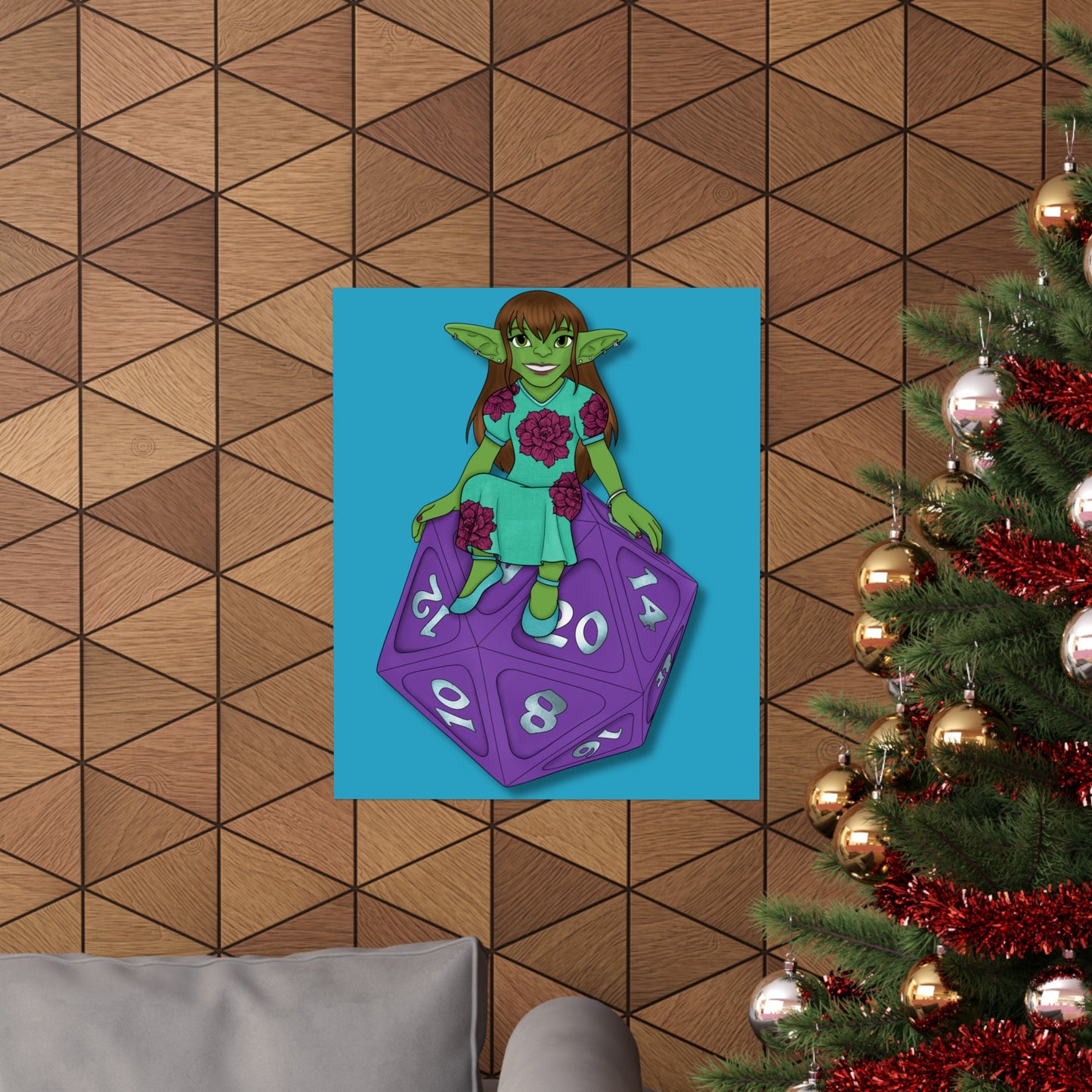 Goblin on a d20 Matte Vertical Posters