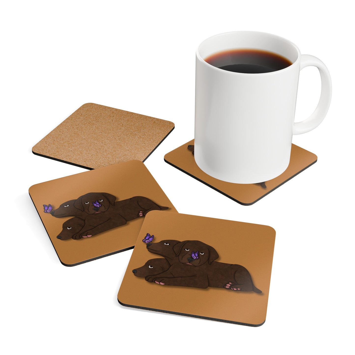 Cerberus Puppy Corkwood Coaster Set