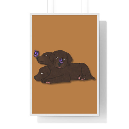 Cerberus Puppy Vertical Framed Poster