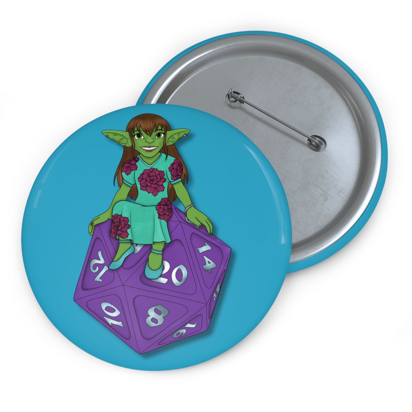 Goblin on a d20 Pin Buttons