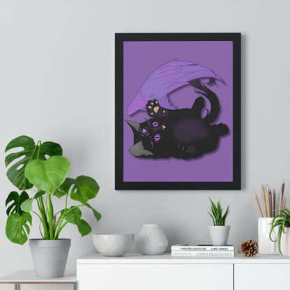 Winged Kitten Vertical Framed Poster