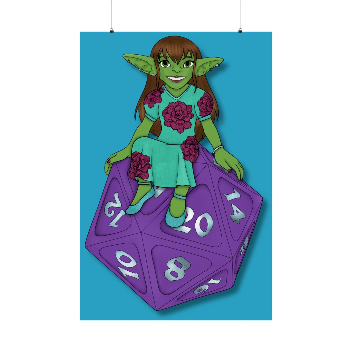 Goblin on a d20 Matte Vertical Posters