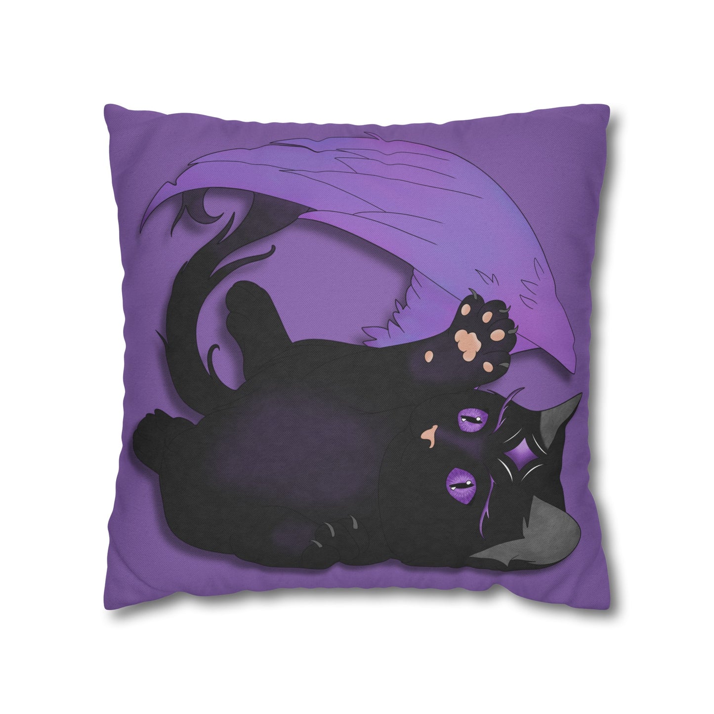 Winged Kitten Spun Polyester Square Pillowcase