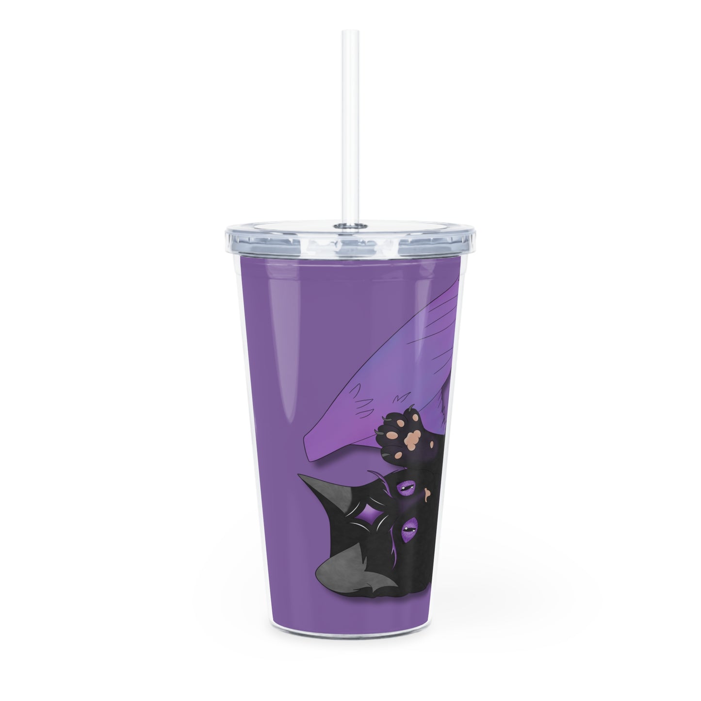 Winged Kitten Plastic Tumbler with Straw