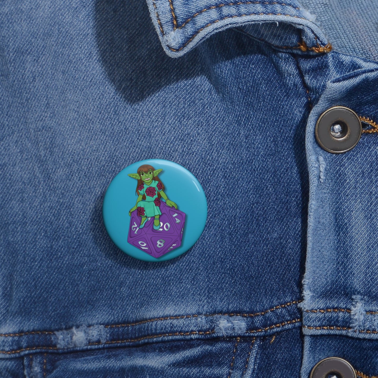 Goblin on a d20 Pin Buttons