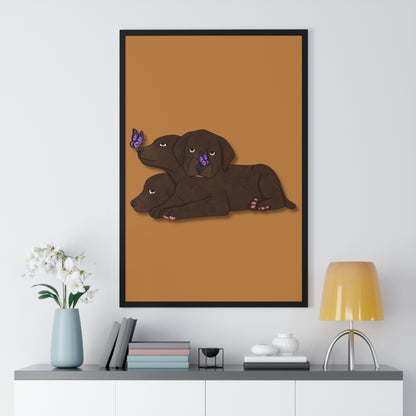 Cerberus Puppy Vertical Framed Poster