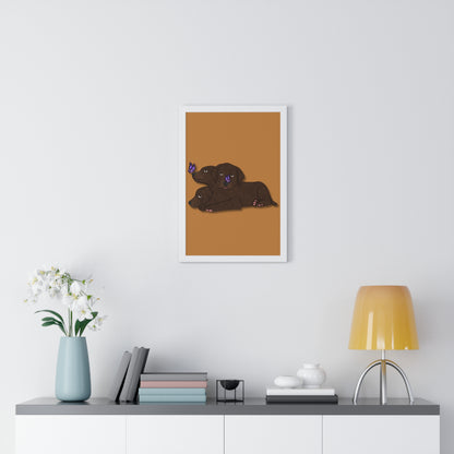 Cerberus Puppy Vertical Framed Poster