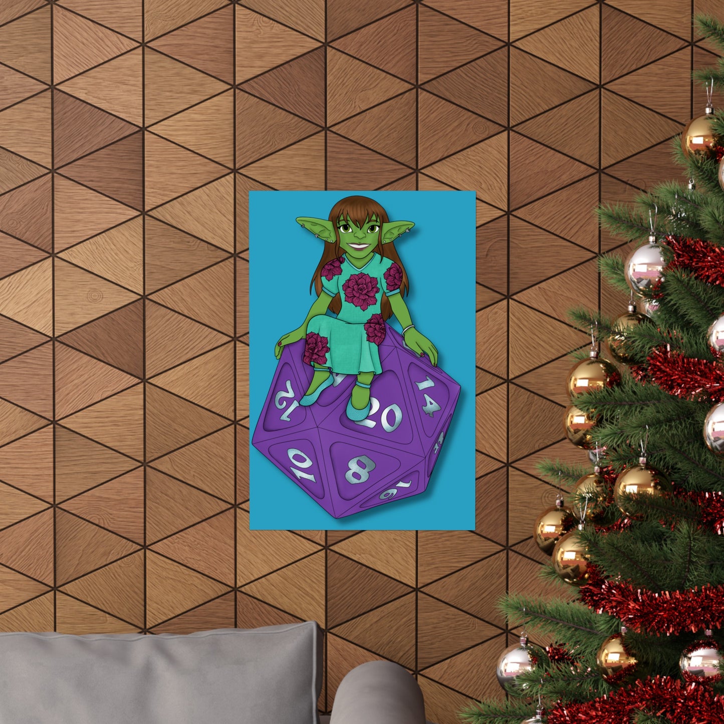 Goblin on a d20 Matte Vertical Posters